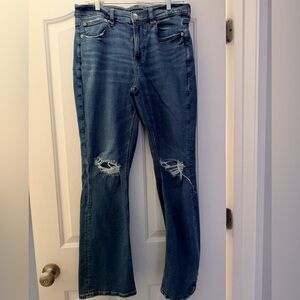 American Eagle Outfitters Blue Distressed Flare Jeans size 10